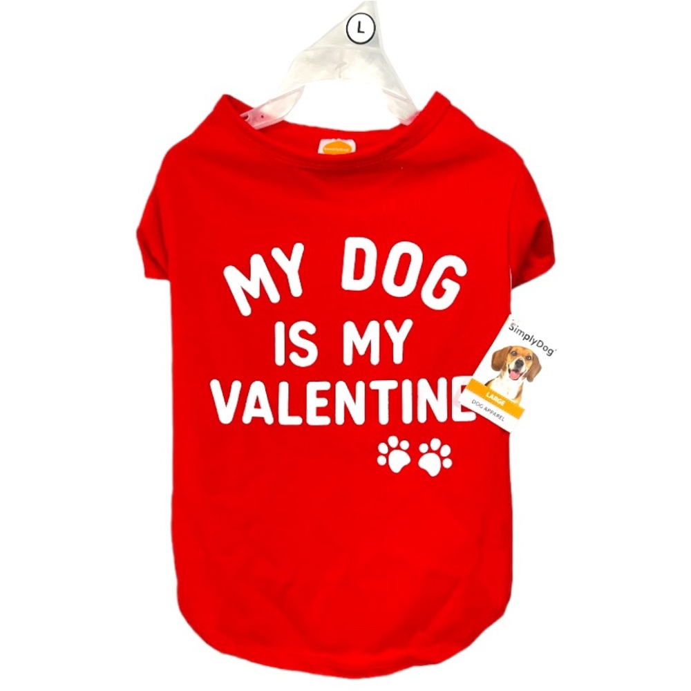 SimplyDog My Dog Is My Valentine Red Pet T-Shirt